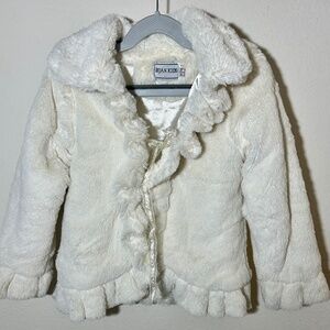 Bijan kids soft white sherling dressy coat